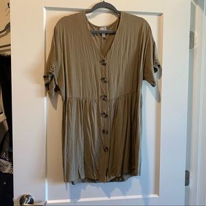 Asos olive green button dress